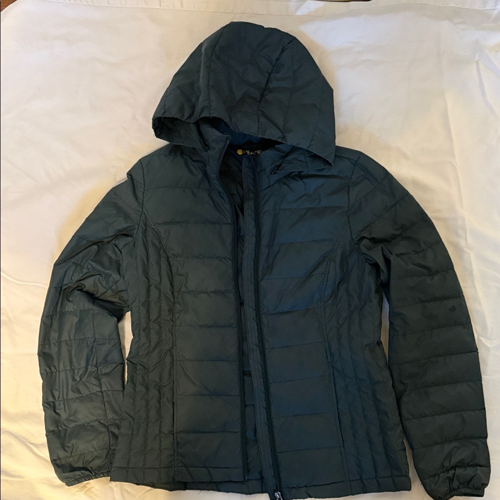 Women's Hooded Puffer Jacket - Forest Green